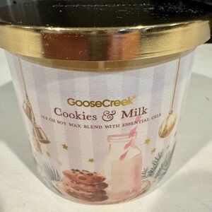 Goose Creek Cookies & Milk Candle with Gold Lid NWT